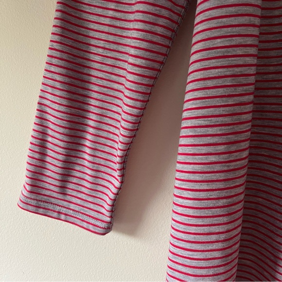 L.L. Bean Red & Gray Striped Open-Front Draped Cardigan - Picture 4 of 9